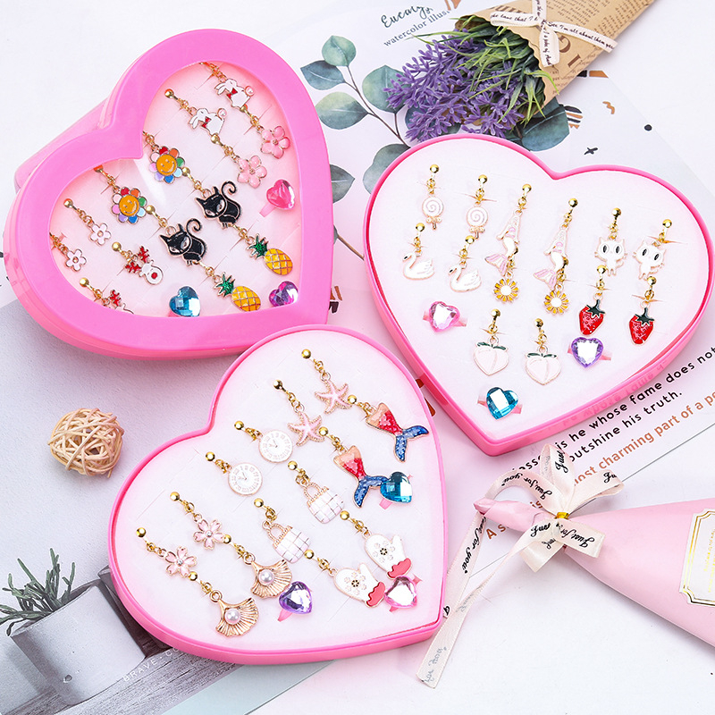 Korejos stiliaus ausų klipsai, animacinių gyvūnų dizainas, lydinys, elektroplatinavimas, atskirai supakuota