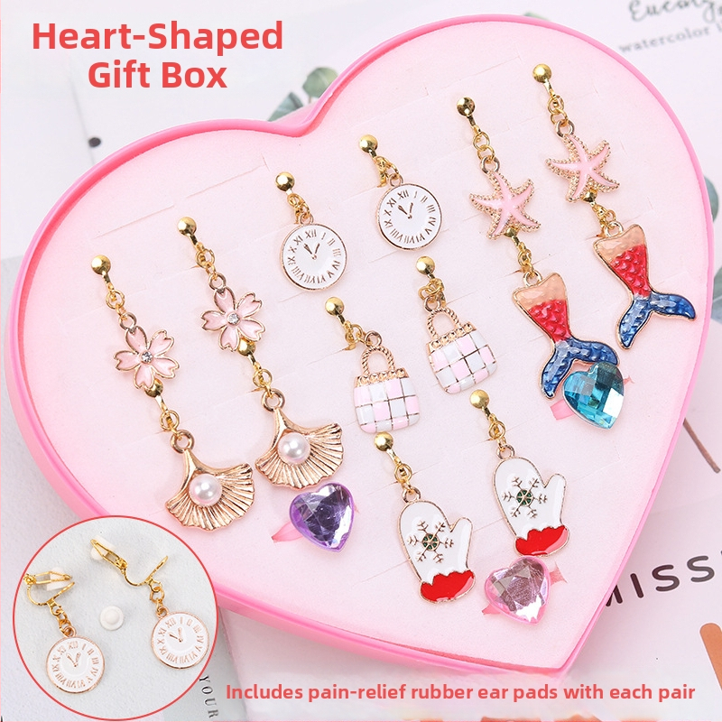 Korejos stiliaus ausų klipsai, animacinių gyvūnų dizainas, lydinys, elektroplatinavimas, atskirai supakuota