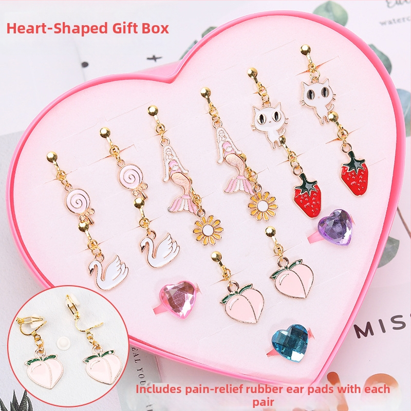 Korejos stiliaus ausų klipsai, animacinių gyvūnų dizainas, lydinys, elektroplatinavimas, atskirai supakuota