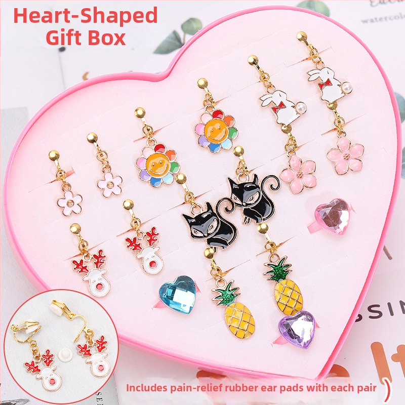 Korejos stiliaus ausų klipsai, animacinių gyvūnų dizainas, lydinys, elektroplatinavimas, atskirai supakuota