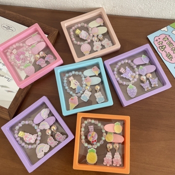 Детски акрилни клипчета за коса, ръчна изработка, форми плодове и сладолед, страничен клип, възможност за лого