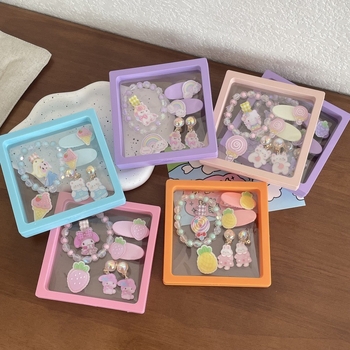 Детски акрилни клипчета за коса, ръчна изработка, форми плодове и сладолед, страничен клип, възможност за лого