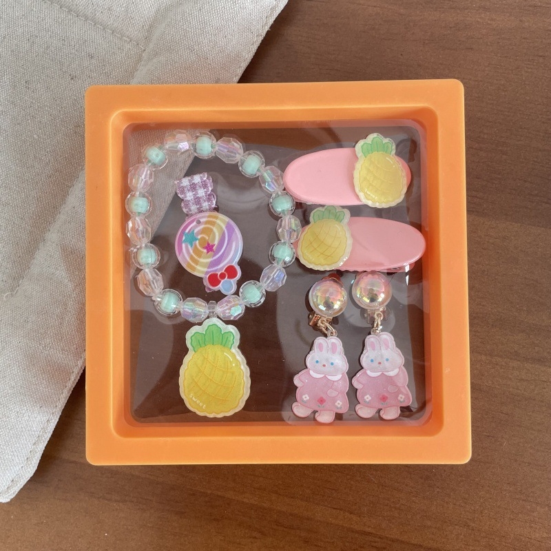 Детски акрилни клипчета за коса, ръчна изработка, форми плодове и сладолед, страничен клип, възможност за лого