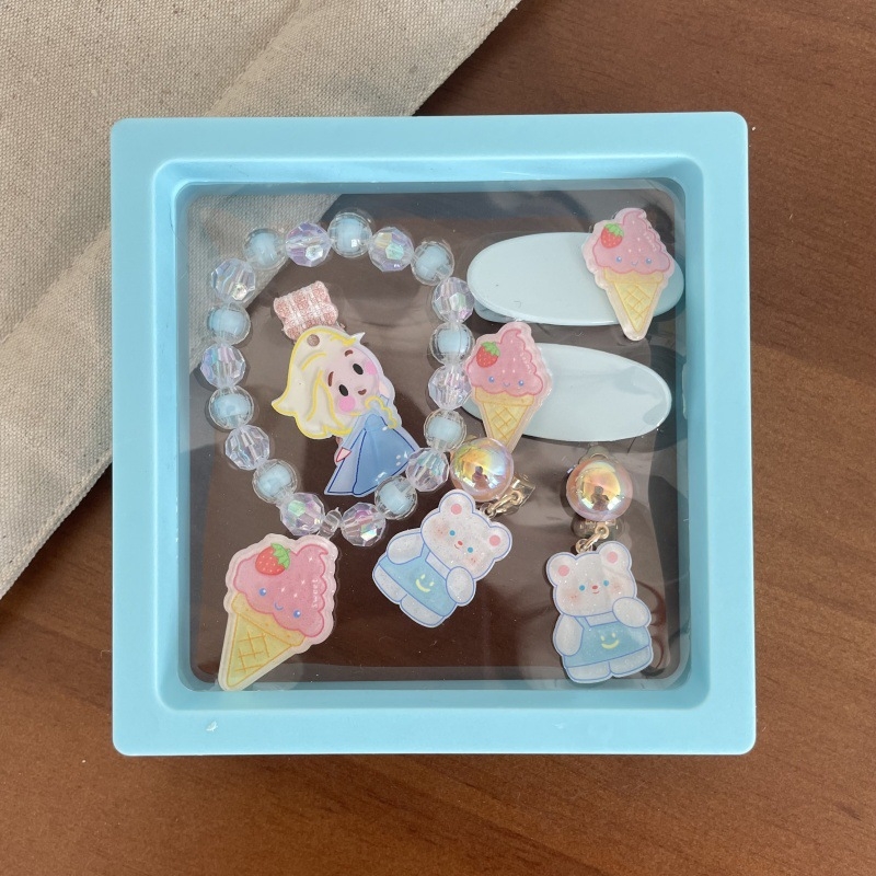 Детски акрилни клипчета за коса, ръчна изработка, форми плодове и сладолед, страничен клип, възможност за лого