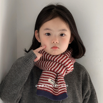 Παιδικό κασκόλ από μαλλί για τον χειμώνα, πλεγτό με τεχνολογία warp-knitting, με μοτίβο πλέγματος, unisex