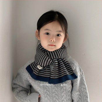 Παιδικό κασκόλ από μαλλί για τον χειμώνα, πλεγτό με τεχνολογία warp-knitting, με μοτίβο πλέγματος, unisex