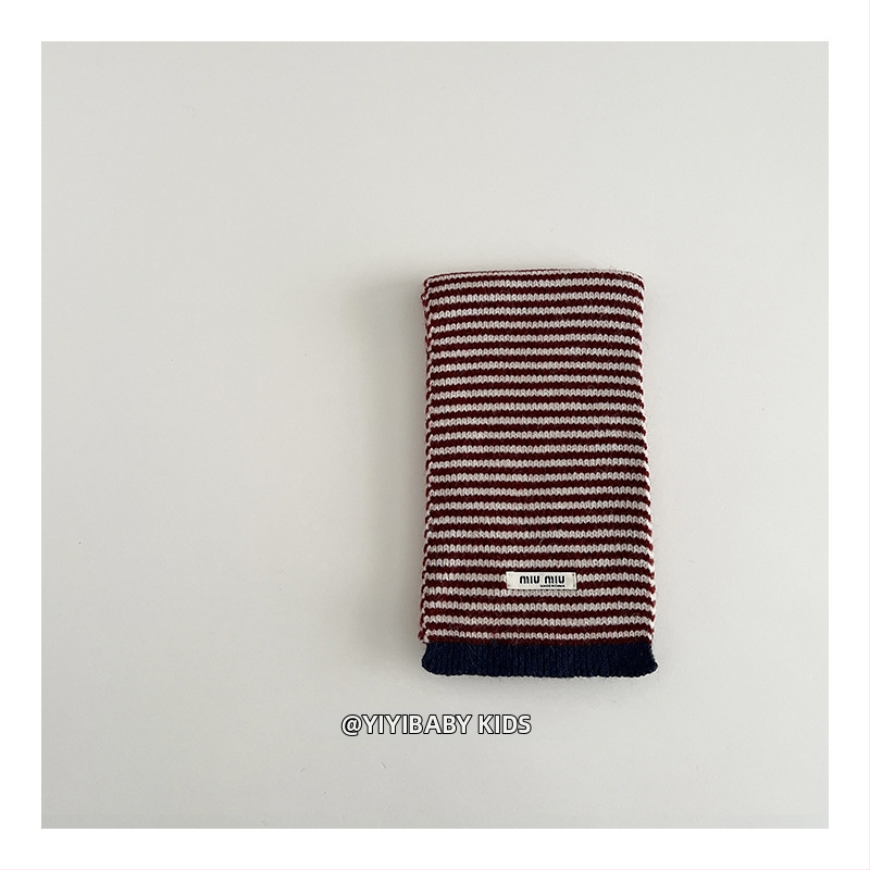 Παιδικό κασκόλ από μαλλί για τον χειμώνα, πλεγτό με τεχνολογία warp-knitting, με μοτίβο πλέγματος, unisex