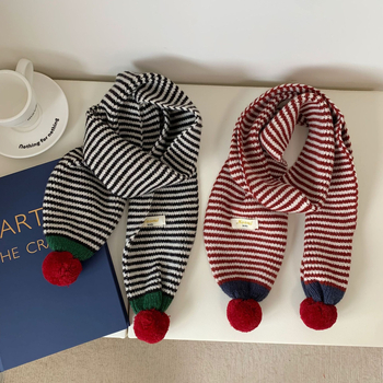 Παιδικό φουλάρι με ρίγες και μοτίβο μπλοκ, Warp-knit πολυεστέρας – LADY BUG, Χειμερινή ζεστασιά, Γρήγορο στέγνωμα, Αυτοθερμάνση, Προστασία από σκόνη