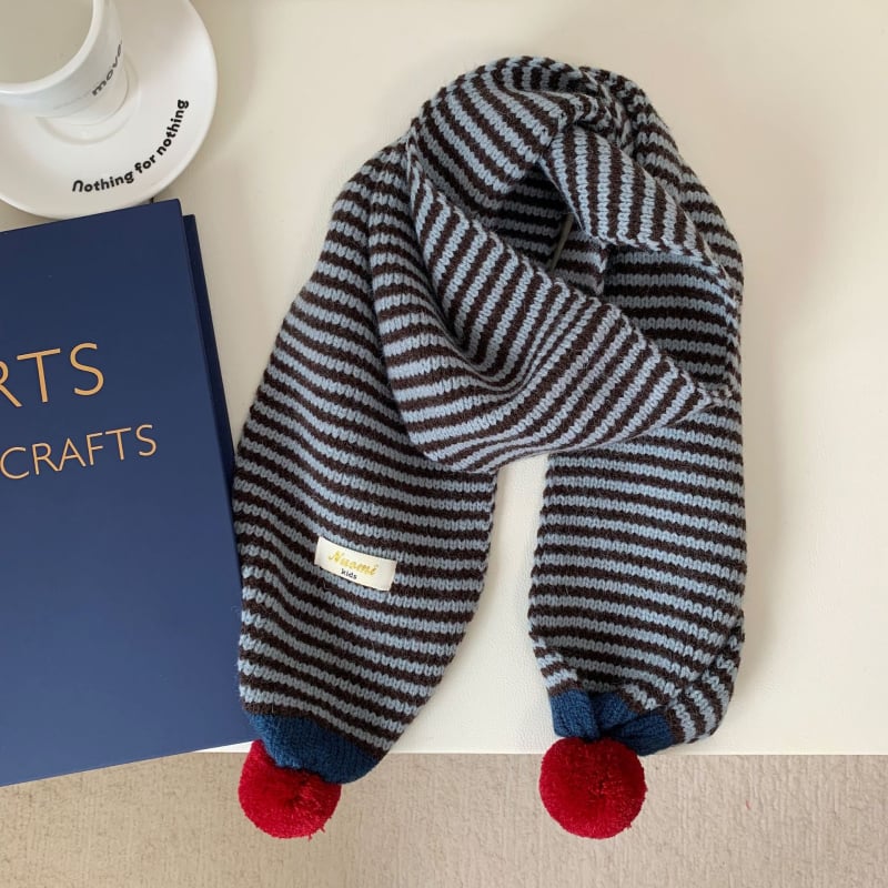 Παιδικό φουλάρι με ρίγες και μοτίβο μπλοκ, Warp-knit πολυεστέρας – LADY BUG, Χειμερινή ζεστασιά, Γρήγορο στέγνωμα, Αυτοθερμάνση, Προστασία από σκόνη