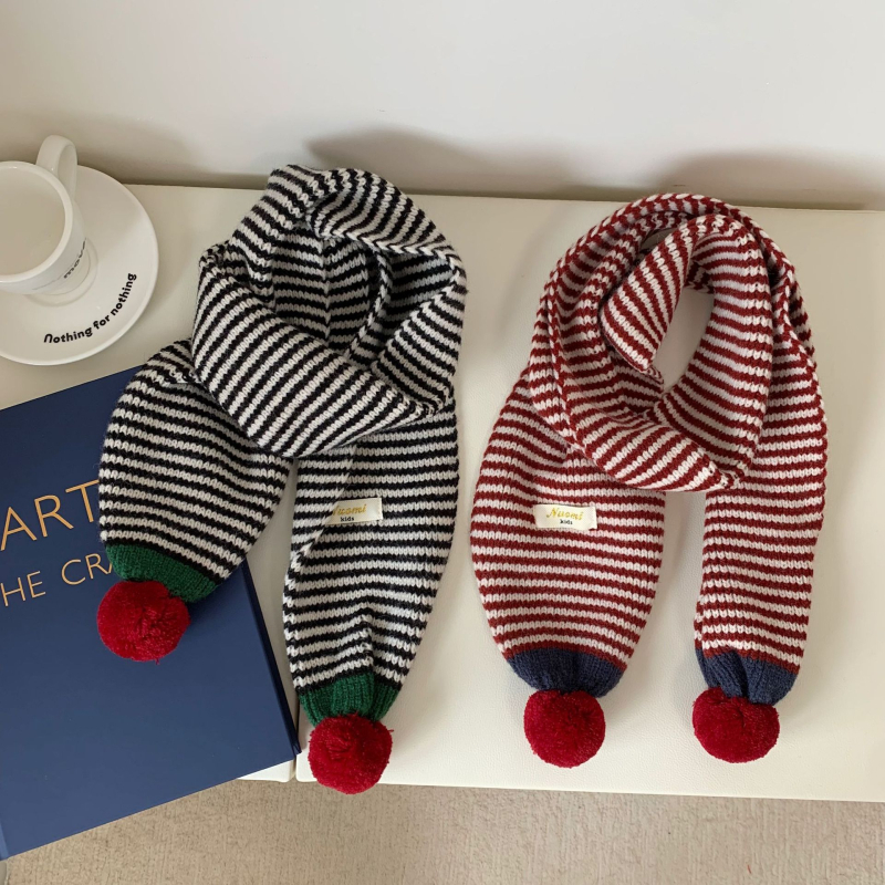 Παιδικό φουλάρι με ρίγες και μοτίβο μπλοκ, Warp-knit πολυεστέρας – LADY BUG, Χειμερινή ζεστασιά, Γρήγορο στέγνωμα, Αυτοθερμάνση, Προστασία από σκόνη