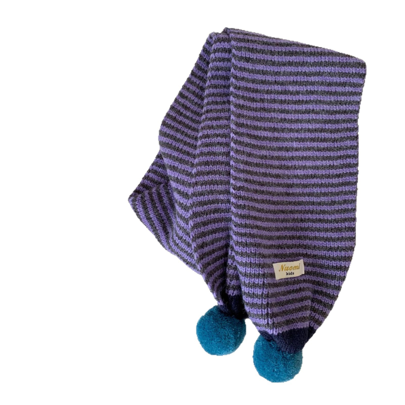 Παιδικό φουλάρι με ρίγες και μοτίβο μπλοκ, Warp-knit πολυεστέρας – LADY BUG, Χειμερινή ζεστασιά, Γρήγορο στέγνωμα, Αυτοθερμάνση, Προστασία από σκόνη