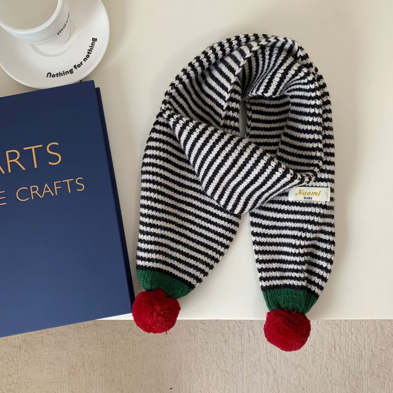 Παιδικό φουλάρι με ρίγες και μοτίβο μπλοκ, Warp-knit πολυεστέρας – LADY BUG, Χειμερινή ζεστασιά, Γρήγορο στέγνωμα, Αυτοθερμάνση, Προστασία από σκόνη