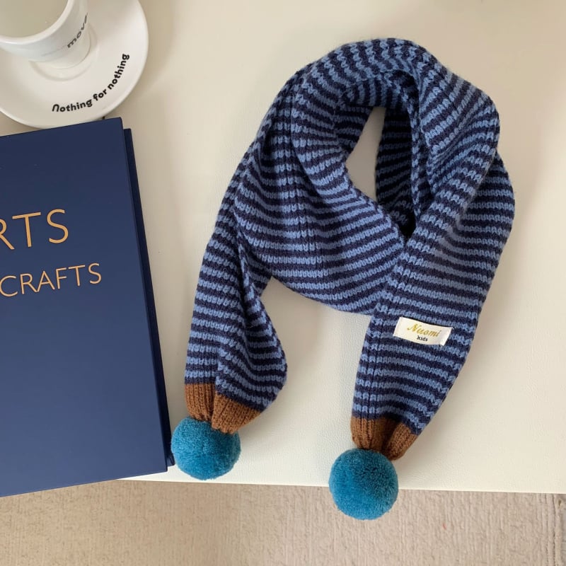 Παιδικό φουλάρι με ρίγες και μοτίβο μπλοκ, Warp-knit πολυεστέρας – LADY BUG, Χειμερινή ζεστασιά, Γρήγορο στέγνωμα, Αυτοθερμάνση, Προστασία από σκόνη