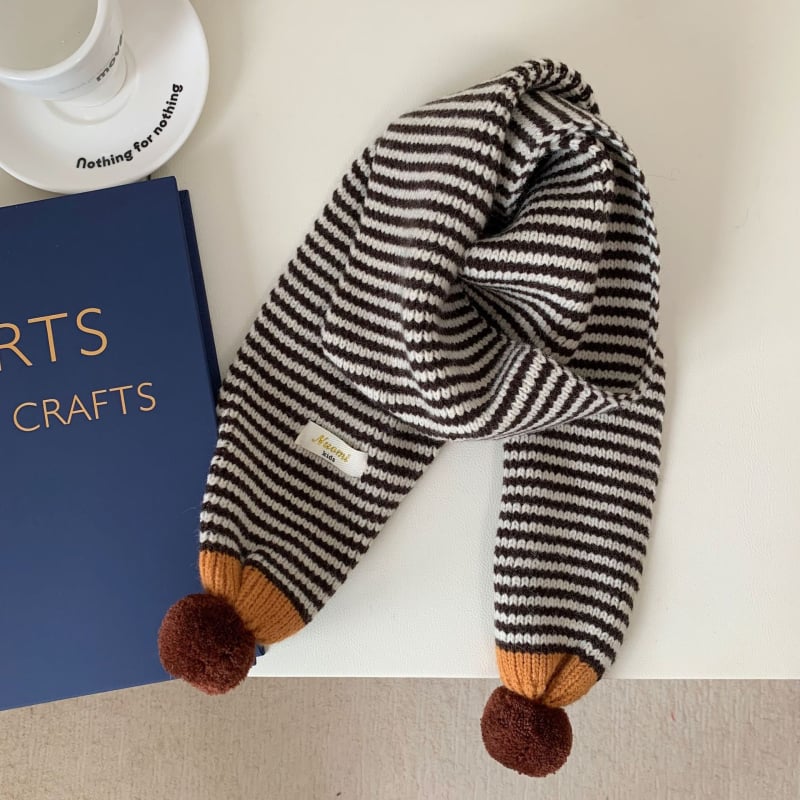 Παιδικό φουλάρι με ρίγες και μοτίβο μπλοκ, Warp-knit πολυεστέρας – LADY BUG, Χειμερινή ζεστασιά, Γρήγορο στέγνωμα, Αυτοθερμάνση, Προστασία από σκόνη