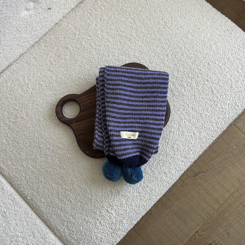 Dječji pleteni šal s korejskim stilom pruga i logom s literama – zimska topla ogrlica za bebe