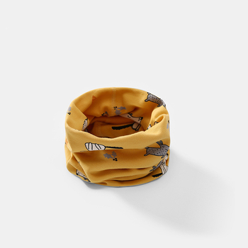 Детски памучен шал с карикатурен принт, дълга тръбна форма, печат върху гладка тъкан, за пролет, есен и зима