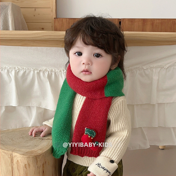 Dječji patchwork pleteni šal za vrat, unisex, topao zimski dodatak, model BJ* Stained House Patchwork Scarf