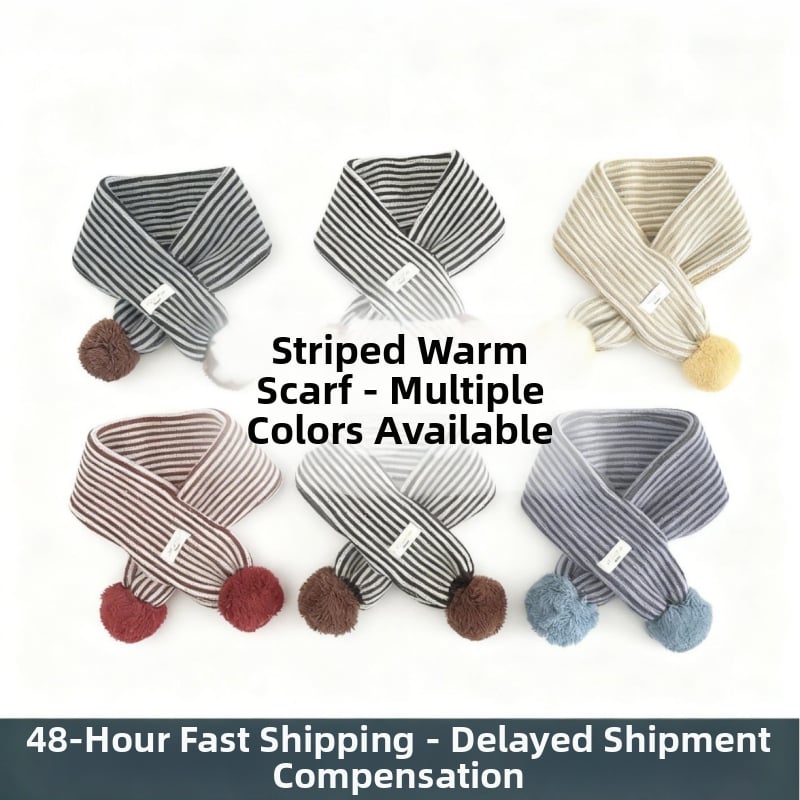 Детски шал, унисекс, зима, райета, правоъгълна форма