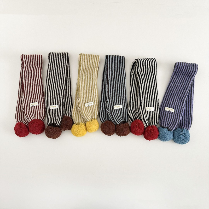 Детски шал, унисекс, зима, райета, правоъгълна форма