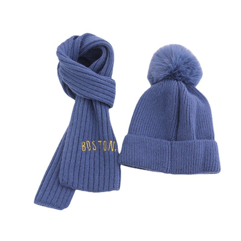 Dječji dvodijelni set: kapa i šal od vune, zimski gust korejskog stila, topao, unisex, za djecu 2–10 godina, materijal pliš jelena, satenski završetak