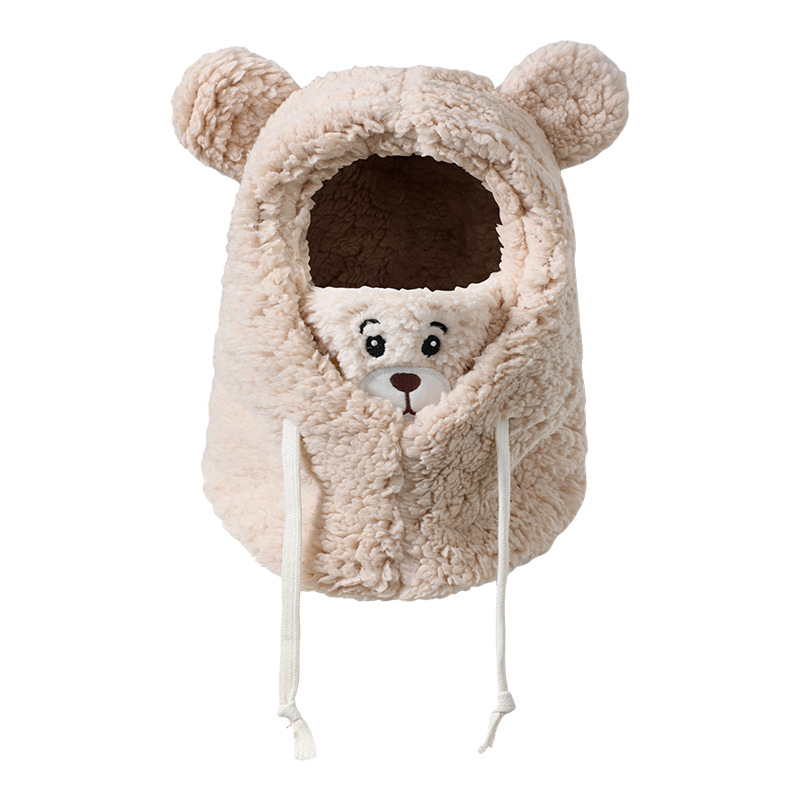 Интегрирана зимна шапка с протектор за шията, ветроустойчива и топла — полиестер над 96%, куполна горна част, за възраст над 10 години