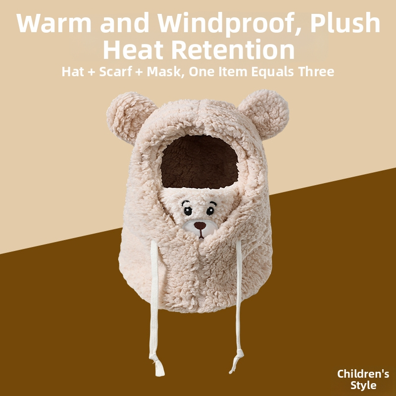 Интегрирана зимна шапка с протектор за шията, ветроустойчива и топла — полиестер над 96%, куполна горна част, за възраст над 10 години