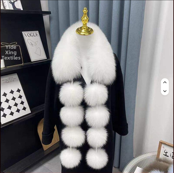 Ženski šal s kuglicom od umjetne lisice – zimska toplina, poliester tkanina, ručno izrađeno, bojano po pređi, porijeklo Yiwu, zima 2024