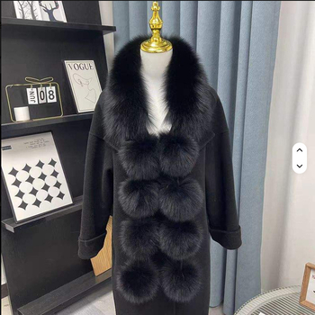 Ženski šal s kuglicom od umjetne lisice – zimska toplina, poliester tkanina, ručno izrađeno, bojano po pređi, porijeklo Yiwu, zima 2024