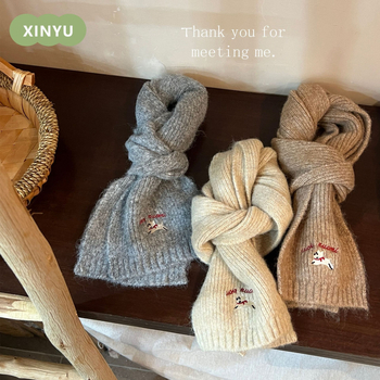 Unisex φουλάρι από μαλλί, Κορεάτικου στυλ με κέντημα, warp-πλέξιμο ζακάρ, διατηρεί τη ζέστη — Χειμώνας 2025