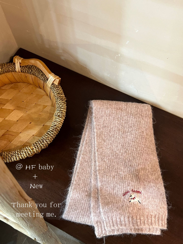 Unisex φουλάρι από μαλλί, Κορεάτικου στυλ με κέντημα, warp-πλέξιμο ζακάρ, διατηρεί τη ζέστη — Χειμώνας 2025