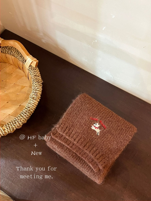 Unisex φουλάρι από μαλλί, Κορεάτικου στυλ με κέντημα, warp-πλέξιμο ζακάρ, διατηρεί τη ζέστη — Χειμώνας 2025