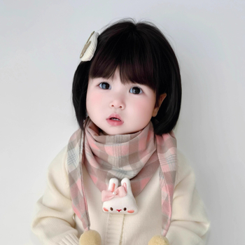 Παιδικό τρίγωνο φουλάρι από βαμβάκι, unisex, μοτίβο καρτούν, φθινοπωρινό–χειμερινό στυλ, κορεατικός σχεδιασμός.