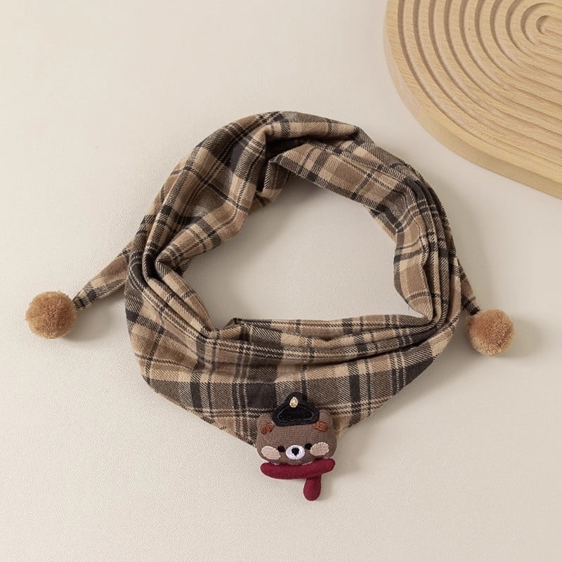 Παιδικό τρίγωνο φουλάρι από βαμβάκι, unisex, μοτίβο καρτούν, φθινοπωρινό–χειμερινό στυλ, κορεατικός σχεδιασμός.