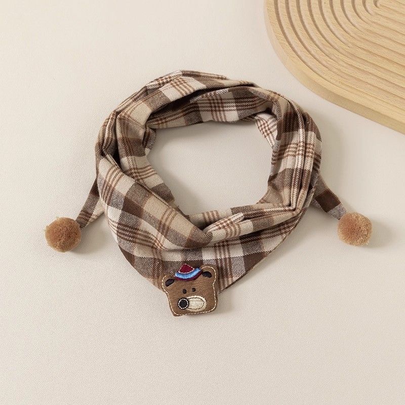 Παιδικό τρίγωνο φουλάρι από βαμβάκι, unisex, μοτίβο καρτούν, φθινοπωρινό–χειμερινό στυλ, κορεατικός σχεδιασμός.