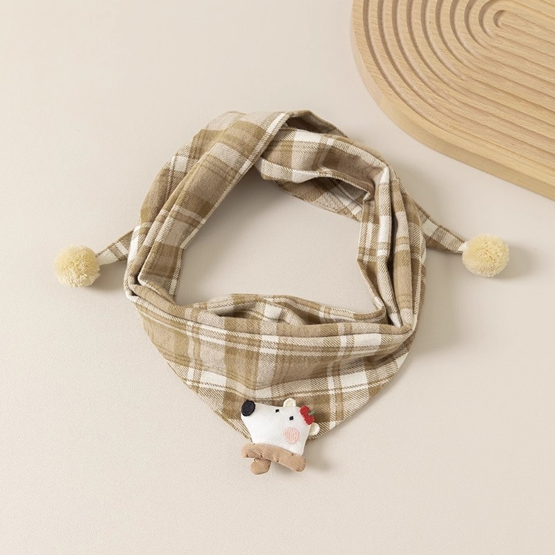 Παιδικό τρίγωνο φουλάρι από βαμβάκι, unisex, μοτίβο καρτούν, φθινοπωρινό–χειμερινό στυλ, κορεατικός σχεδιασμός.