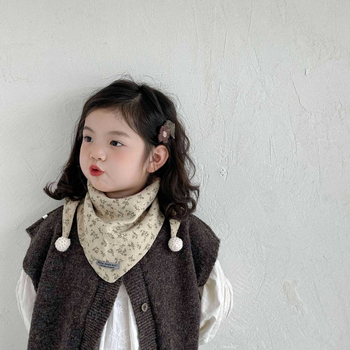 Βρεφικό τρίγωνο φουλάρι - βαμβάκι, καρτούν μοτίβο, κορεατικό στυλ, φθινοπωρινό/χειμωνιάτικο, unisex