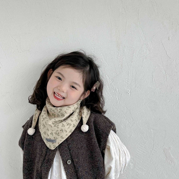 Βρεφικό τρίγωνο φουλάρι - βαμβάκι, καρτούν μοτίβο, κορεατικό στυλ, φθινοπωρινό/χειμωνιάτικο, unisex