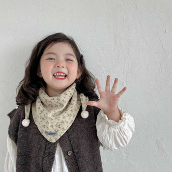 Βρεφικό τρίγωνο φουλάρι - βαμβάκι, καρτούν μοτίβο, κορεατικό στυλ, φθινοπωρινό/χειμωνιάτικο, unisex