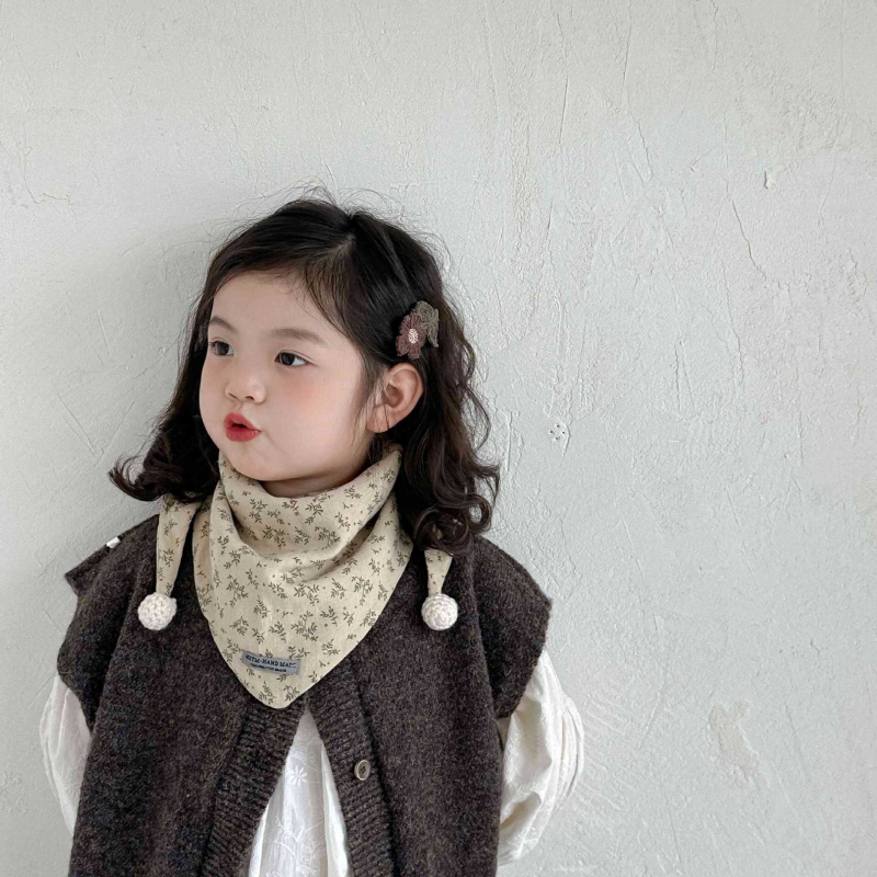 Βρεφικό τρίγωνο φουλάρι - βαμβάκι, καρτούν μοτίβο, κορεατικό στυλ, φθινοπωρινό/χειμωνιάτικο, unisex