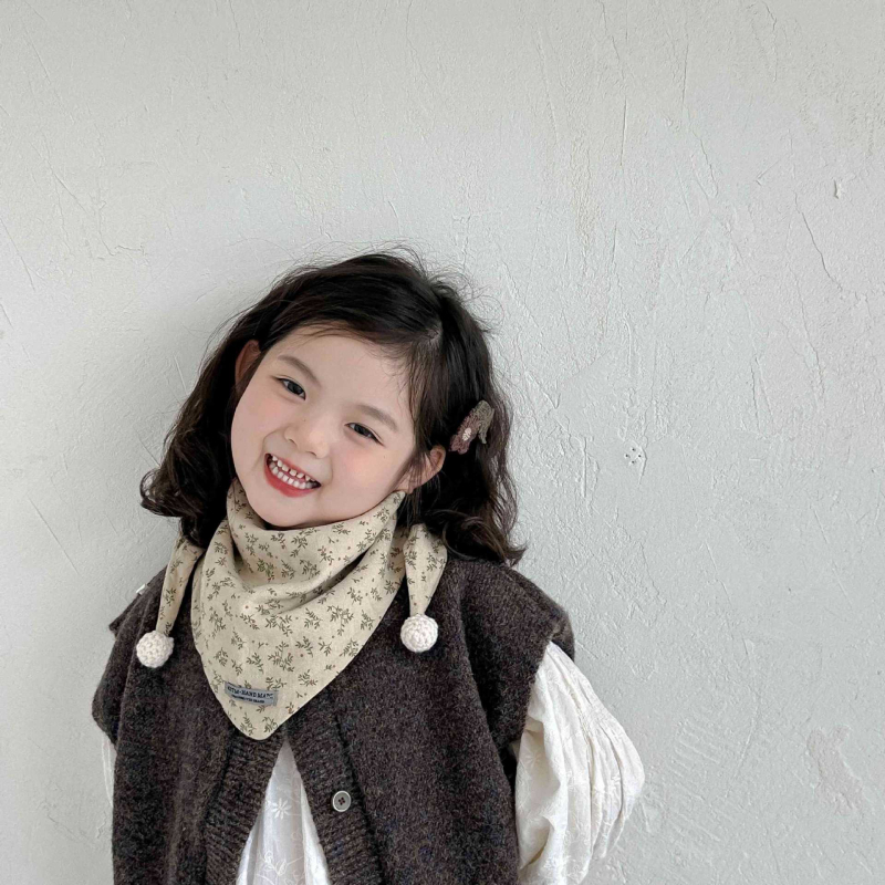 Βρεφικό τρίγωνο φουλάρι - βαμβάκι, καρτούν μοτίβο, κορεατικό στυλ, φθινοπωρινό/χειμωνιάτικο, unisex