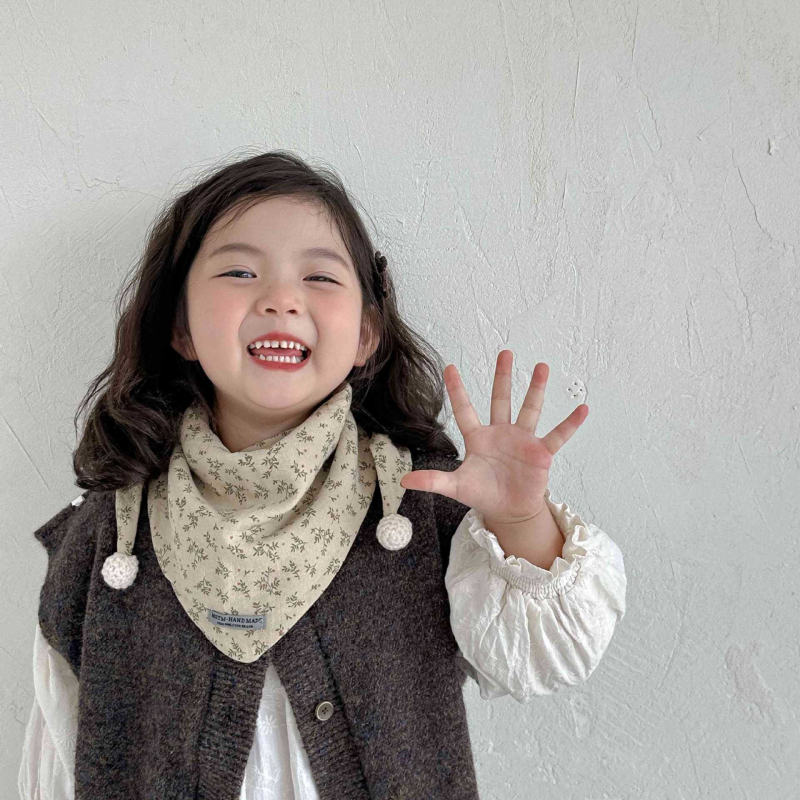 Βρεφικό τρίγωνο φουλάρι - βαμβάκι, καρτούν μοτίβο, κορεατικό στυλ, φθινοπωρινό/χειμωνιάτικο, unisex