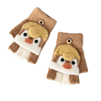 Παιδικά γάντια με καπάκι και διαχωρισμένα δάχτυλα, Jacquard πλέξη, αρκτιчесκο φλις, φθινόπωρο-χειμώνας, unisex, διατήρηση θερμοκρασίας, μοντέλο πιγκουΐνος σε καρτούν