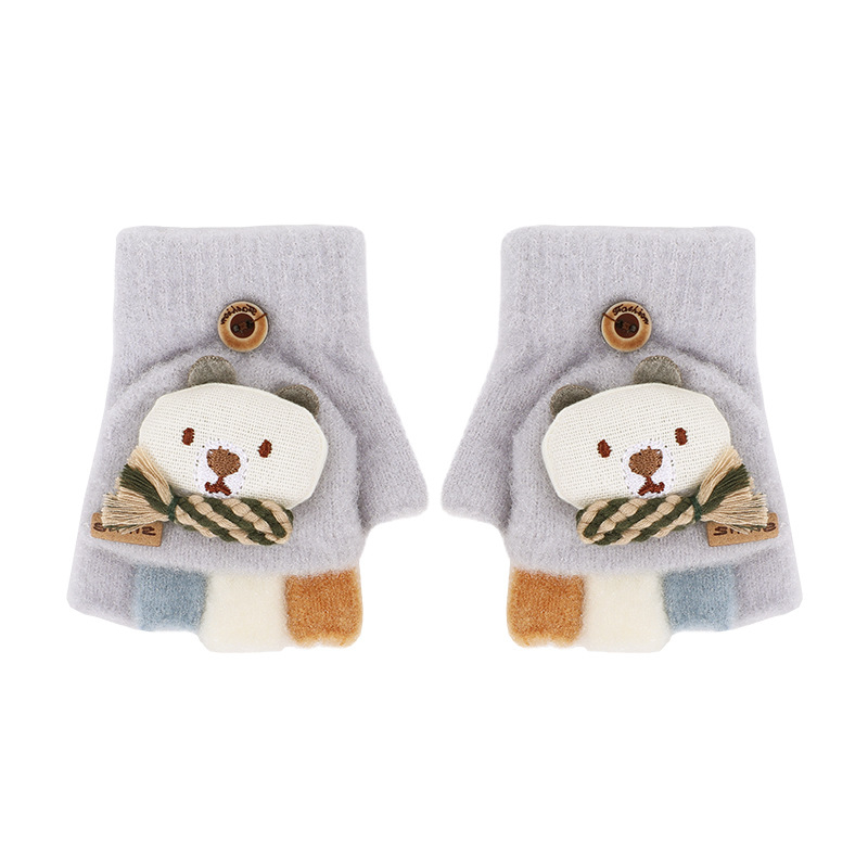 Χειμερινά παιδικά γάντια με διαιρεμένα δάχτυλα, καρτούν σχέδιο, πλεγμένα νάιλον, unisex, διατηρούν τη θερμότητα, για ηλικίες 0–3 ετών