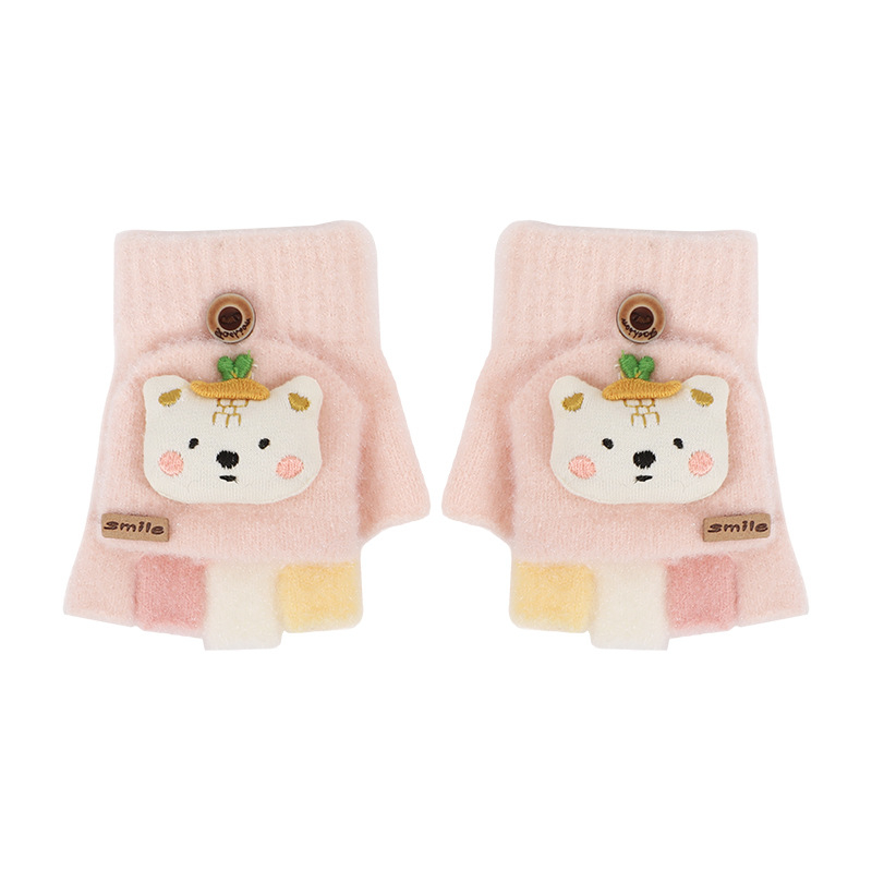 Χειμερινά παιδικά γάντια με διαιρεμένα δάχτυλα, καρτούν σχέδιο, πλεγμένα νάιλον, unisex, διατηρούν τη θερμότητα, για ηλικίες 0–3 ετών