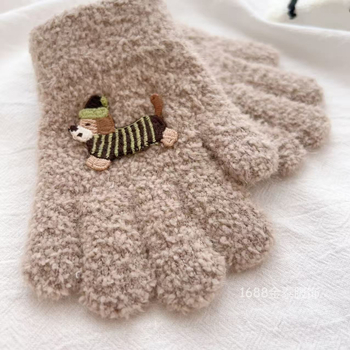 Παιδικά γάντια από φλίς, με διαιρεμένα δάχτυλα, καρτούν, για παιδιά 2–6 ετών, unisex, ζεστά για τον χειμώνα