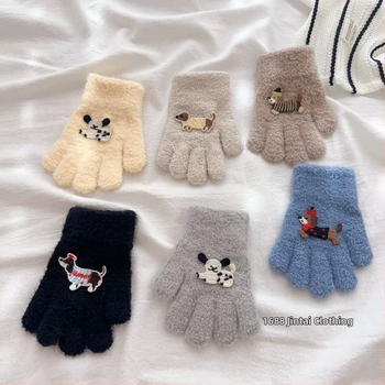Παιδικά γάντια από φλίς, με διαιρεμένα δάχτυλα, καρτούν, για παιδιά 2–6 ετών, unisex, ζεστά για τον χειμώνα