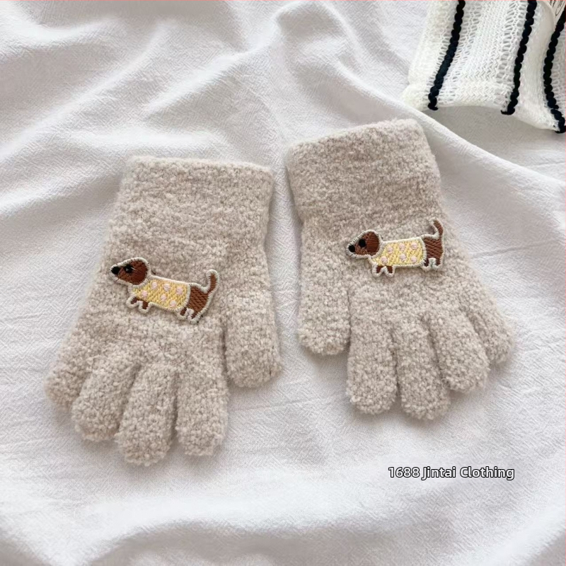 Παιδικά γάντια από φλίς, με διαιρεμένα δάχτυλα, καρτούν, για παιδιά 2–6 ετών, unisex, ζεστά για τον χειμώνα