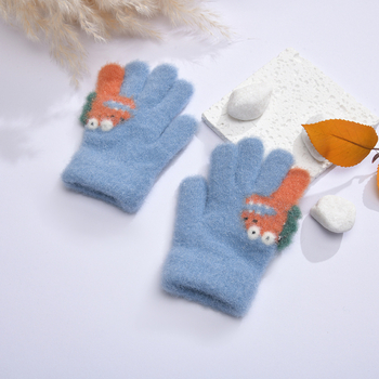 Παιδικά γάντια πλεκτά με σχέδιο δεινοσαύρου, για αγόρια και κορίτσια, με επένδυση φλίς, Jacquard πλέξη, ηλικίες 3–6 ετών