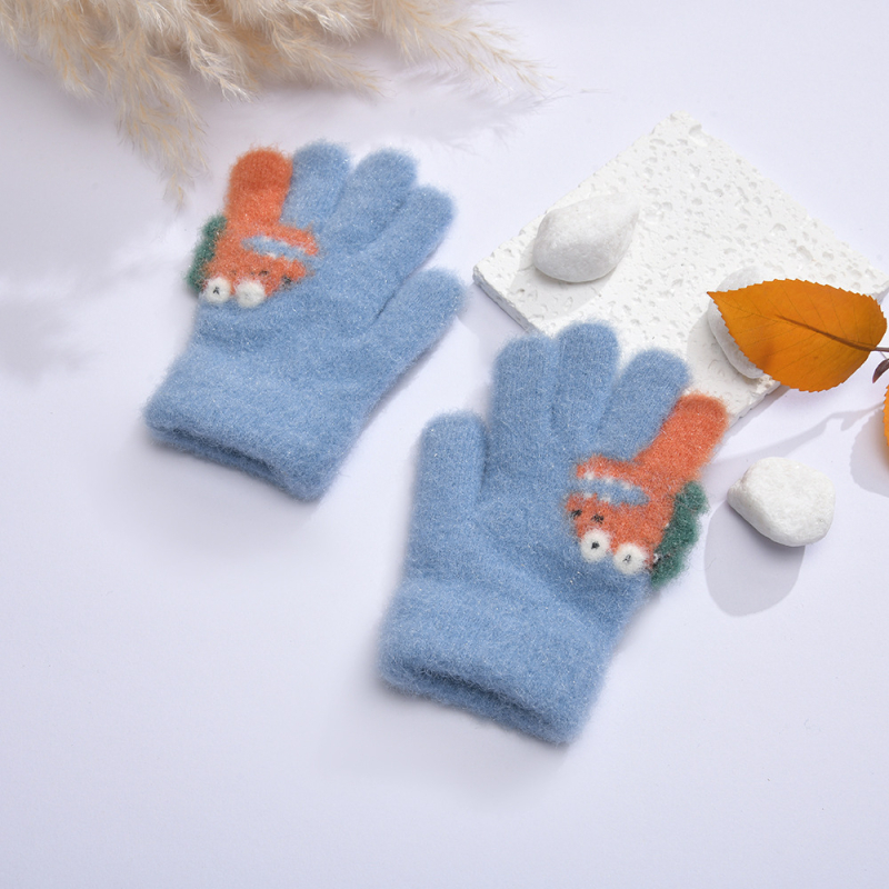 Παιδικά γάντια πλεκτά με σχέδιο δεινοσαύρου, για αγόρια και κορίτσια, με επένδυση φλίς, Jacquard πλέξη, ηλικίες 3–6 ετών