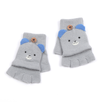 Παιδικά πλεκτά γάντια για φθινόπωρο και χειμώνα, γάντια με μισό δάχτυλο και ζακάρ σχεδίαση, ζεστά, κατάλληλα για ηλικίες 1-5 ετών, ουδέτερο φύλο, μοτίβο καρτούν